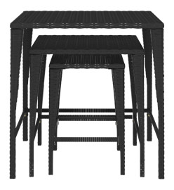 Tables gigognes 3 pcs noir résine tressée