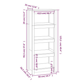 Bibliothèque Marron miel 50x35x125,5 cm Bois de pin massif