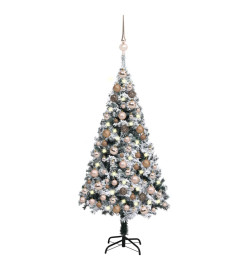 Arbre de Noël artificiel avec LED et boules LED Vert 120 cm