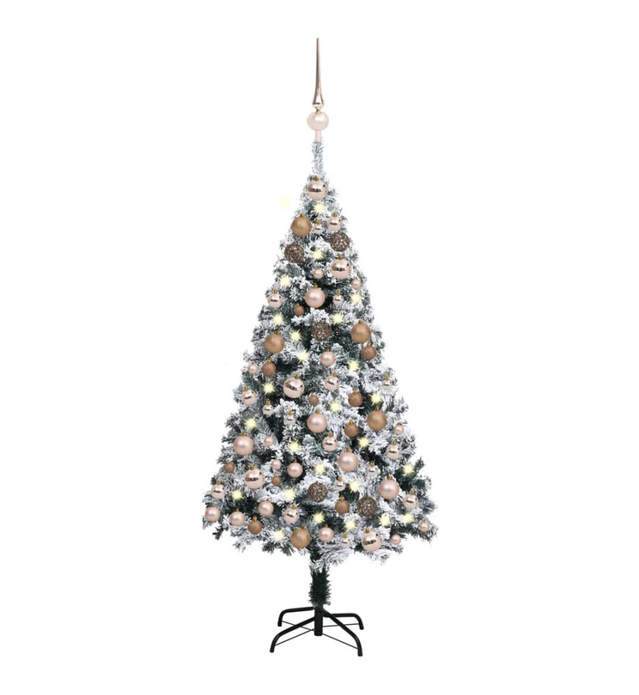 Arbre de Noël artificiel avec LED et boules LED Vert 120 cm