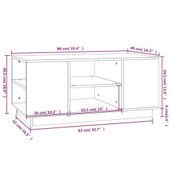 Table basse Noir 90x49x40,5 cm Bois massif de pin