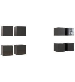 Meubles TV muraux 8 pcs Gris brillant 30,5x30x30 cm