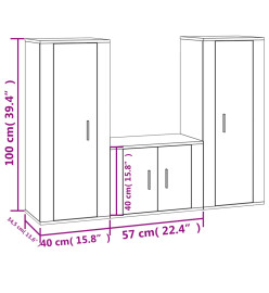 Ensemble de meubles TV 3 pcs Chêne marron Bois d'ingénierie