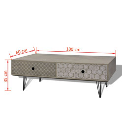 Table basse 100 x 60 x 35 cm gris