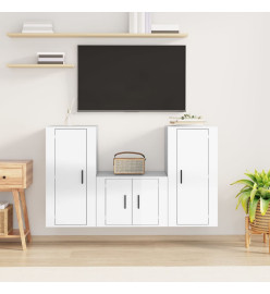 Ensemble de meubles TV 3 pcs Blanc brillant Bois d'ingénierie