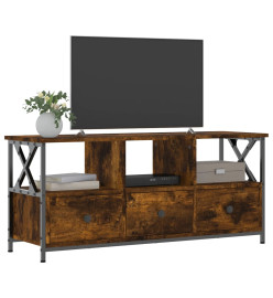 Meuble TV chêne fumé 102x33x45 cm bois d'ingénierie et fer