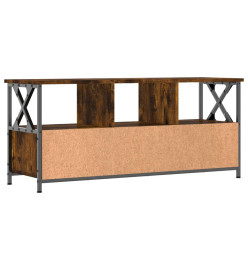 Meuble TV chêne fumé 102x33x45 cm bois d'ingénierie et fer