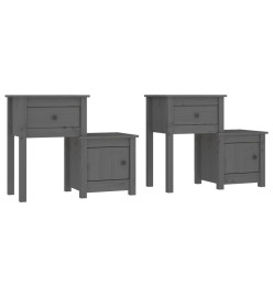 Tables de chevet 2 pcs Gris 79,5x38x65,5 cm Bois de pin massif