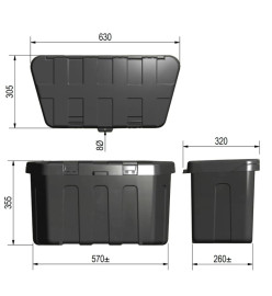 ProPlus Boîte de rangement de barre d'attelage Plastique 320x630x355mm