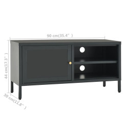 Meuble TV Anthracite 90x30x44 cm Acier et verre