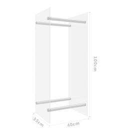 Portant de bois chauffage Transparent 40x35x100 cm Verre trempé