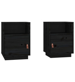 Tables de chevet 2 pcs Noir 40x34x55 cm Bois de pin massif