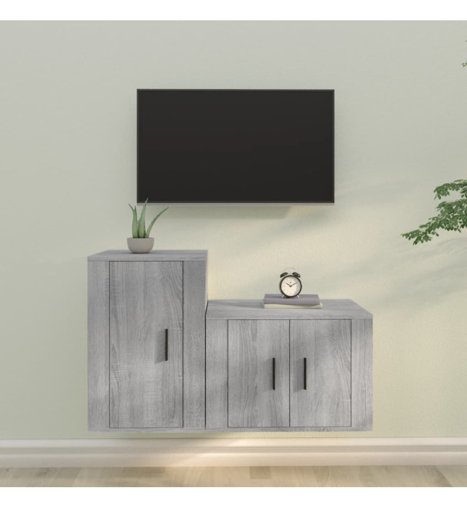 Ensemble de meubles TV 2 pcs Sonoma gris Bois d'ingénierie