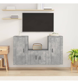 Ensemble de meubles TV 3 pcs Gris béton Bois d'ingénierie