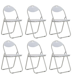 Chaises pliantes à manger lot de 6 blanc similicuir