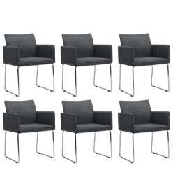 Chaises à manger lot de 6 gris foncé tissu