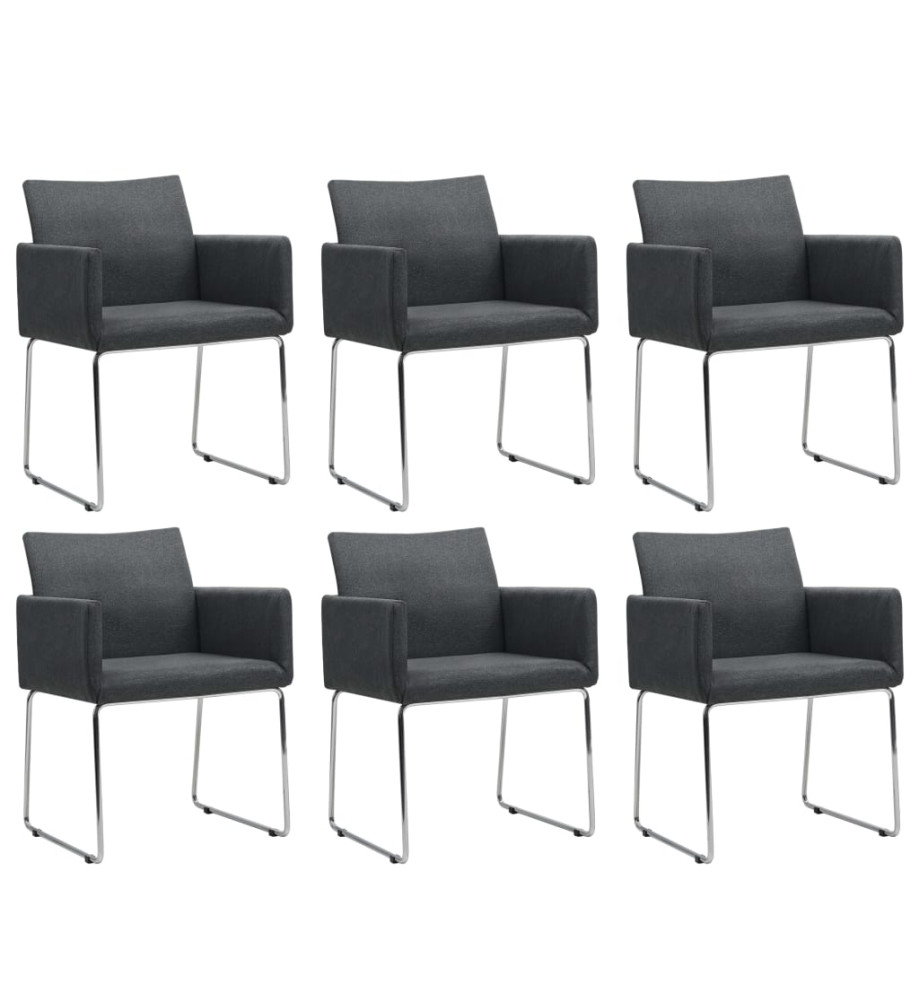 Chaises à manger lot de 6 gris foncé tissu