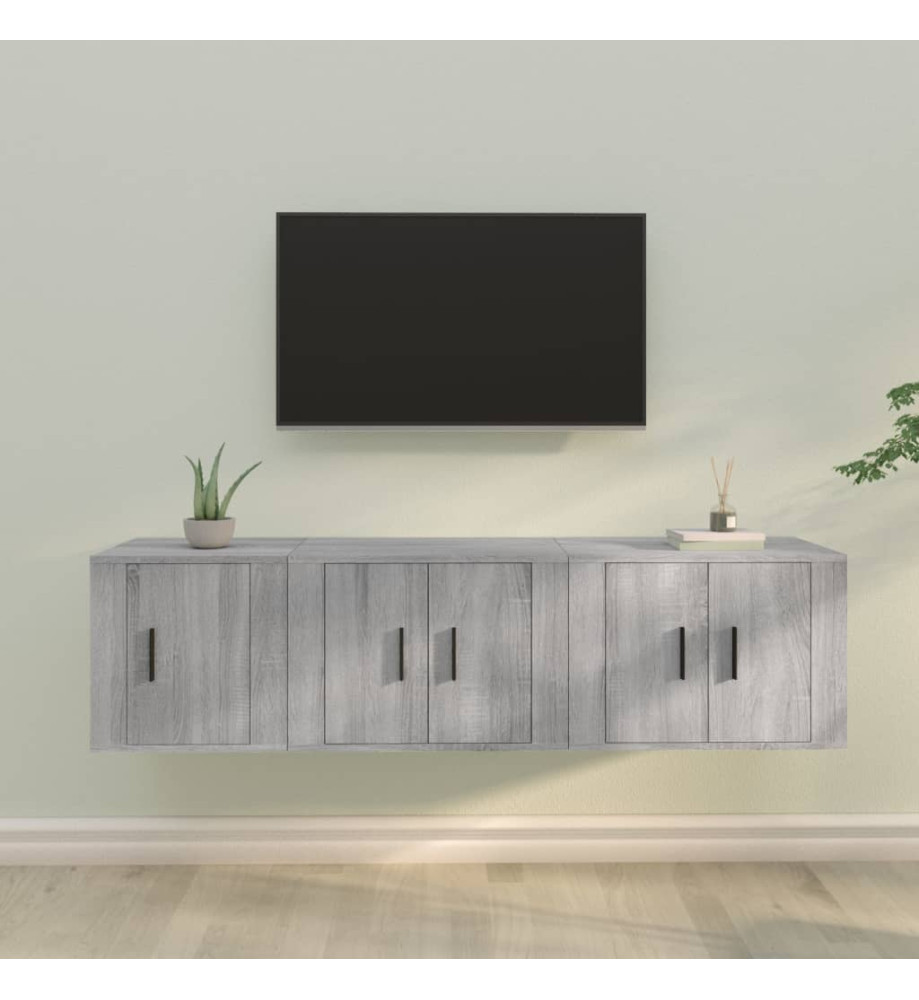 Ensemble de meubles TV 3 pcs Sonoma gris Bois d'ingénierie