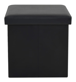 Tabourets de rangement pliables lot de 2 noir similicuir