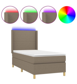Sommier tapissier avec matelas et LED Taupe 90x190 cm Tissu