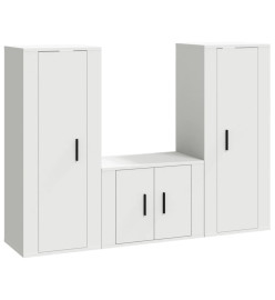 Ensemble de meubles TV 3 pcs Blanc Bois d'ingénierie