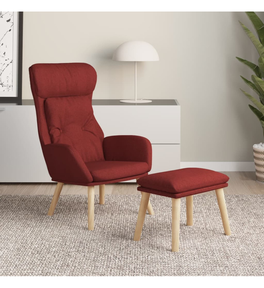 Chaise de relaxation avec repose-pied Rouge bordeaux Tissu