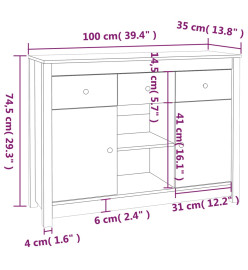 Buffet Marron miel 100x35x74,5 cm Bois massif de pin