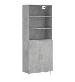 Buffet haut Gris béton 69,5x34x180 cm Bois d'ingénierie