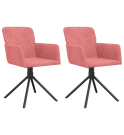 Chaises pivotantes à manger lot de 2 Rose Velours