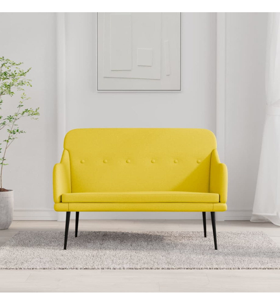 Banc Jaune clair 110x76x80 cm Tissu