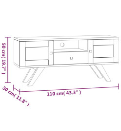 Meuble TV 110x30x50 cm Bois de teck solide