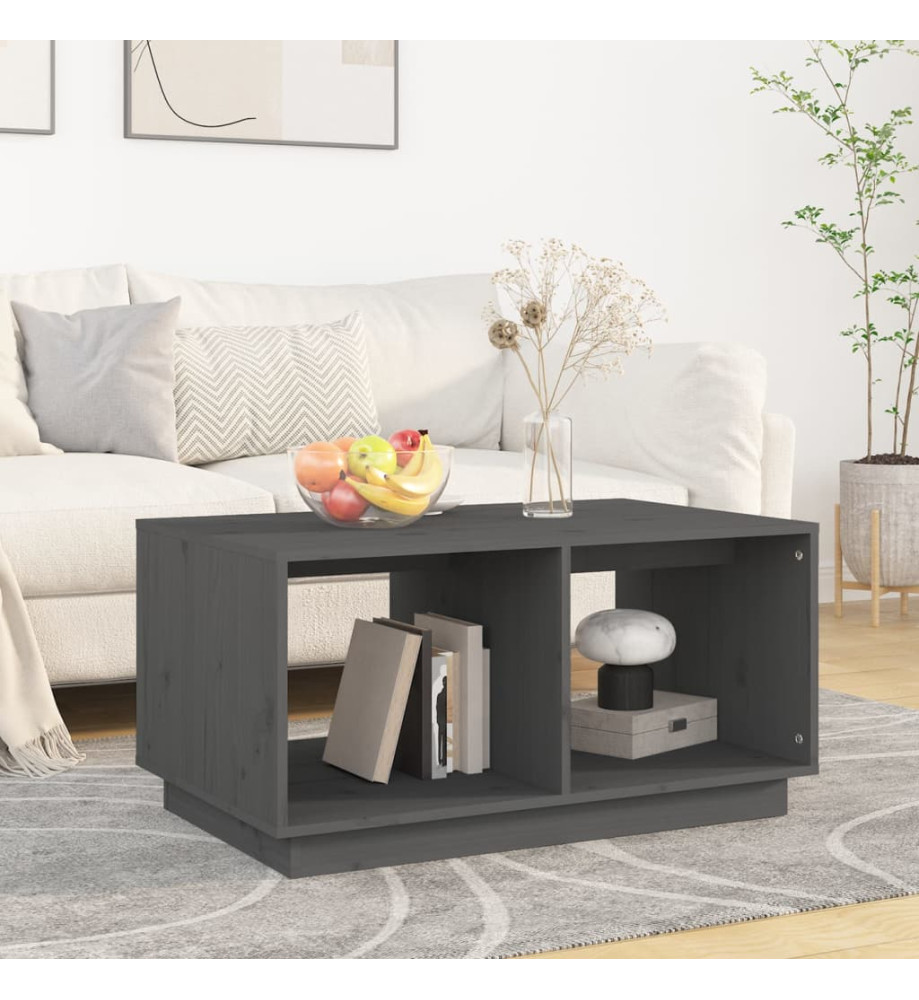 Table basse Gris 80x50x40 cm Bois massif de pin