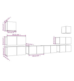 Ensemble de meubles TV 8 pcs Chêne fumé Bois d'ingénierie