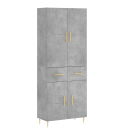 Buffet haut Gris béton 69,5x34x180 cm Bois d'ingénierie