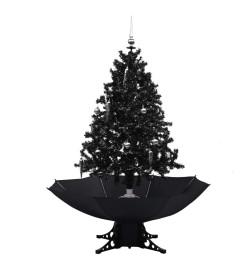 Arbre de Noël neigeux avec base de parapluie Noir 140 cm PVC