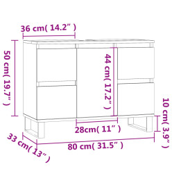 Armoire de salle de bain blanc 80x33x60 cm bois d'ingénierie