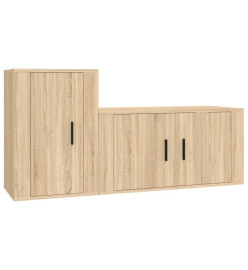 Ensemble de meubles TV 2 pcs chêne sonoma bois d'ingénierie