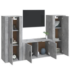 Ensemble de meubles TV 3 pcs Gris béton Bois d'ingénierie