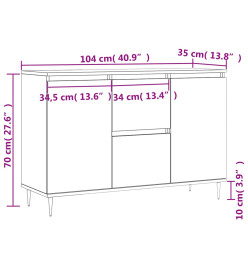 Buffet chêne marron 104x35x70 cm bois d'ingénierie