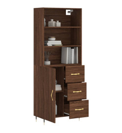 Buffet haut Chêne marron 69,5x34x180 cm Bois d'ingénierie