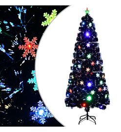 Sapin de Noël et flocons de neige LED Noir 240 cm Fibre optique