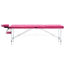 Table de massage pliable 3 zones Aluminium Rose