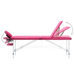 Table de massage pliable 3 zones Aluminium Rose