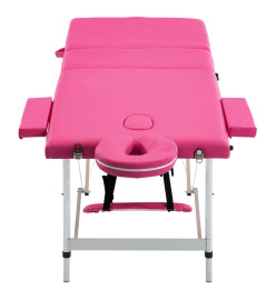 Table de massage pliable 3 zones Aluminium Rose