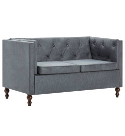 Canapé Chesterfield à 2 places Revêtement en tissu Gris