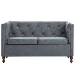 Canapé Chesterfield à 2 places Revêtement en tissu Gris