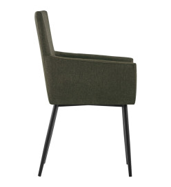 Chaises à manger avec accoudoirs lot de 4 marron tissu