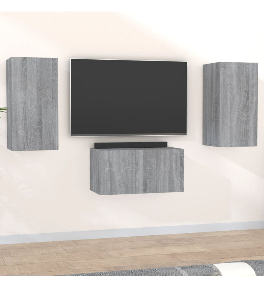 Ensemble de meubles TV 3 pcs Sonoma gris Bois d'ingénierie