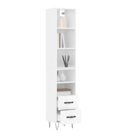 Buffet haut Blanc brillant 34,5x34x180 cm Bois d'ingénierie