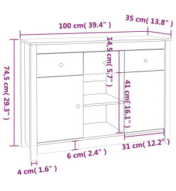 Buffet Blanc 100x35x74,5 cm Bois massif de pin